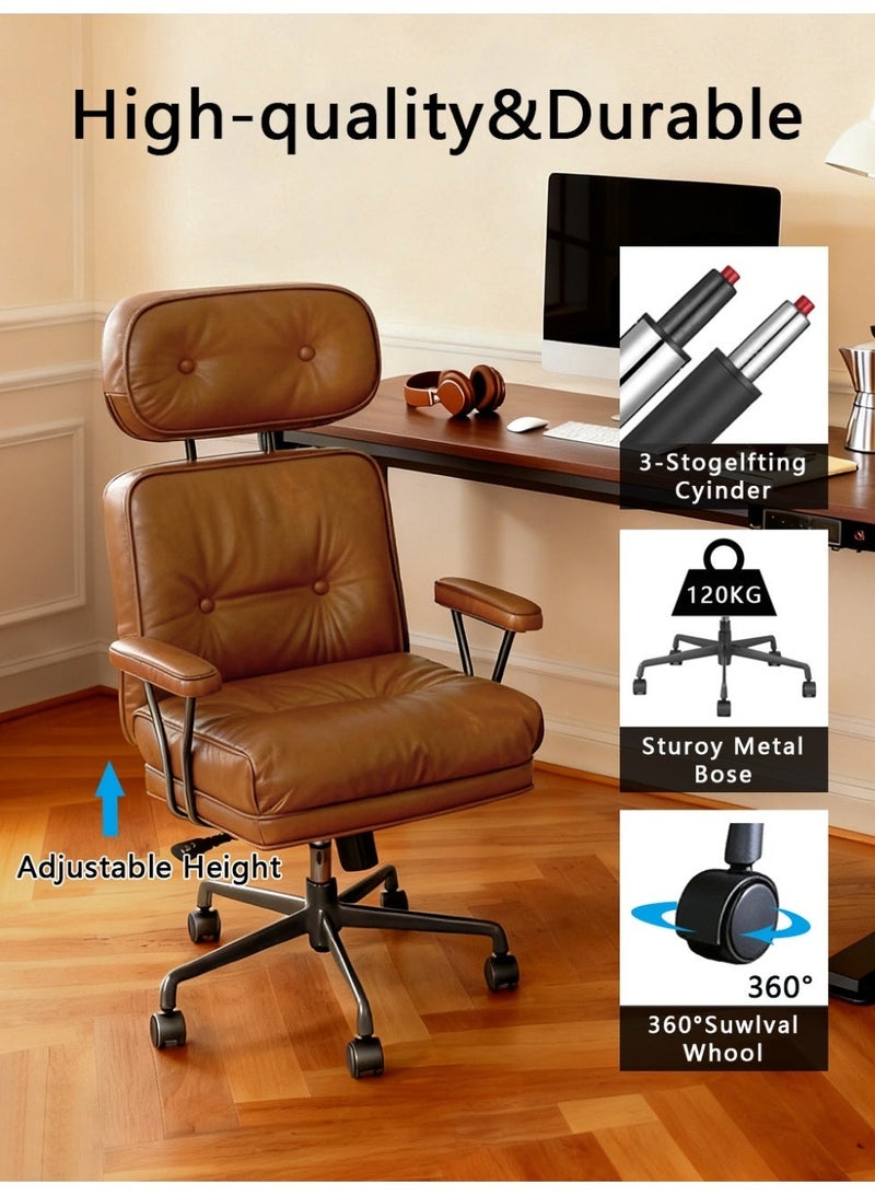 DGL Ergonomic Office Chair with Pu Leather，360° Wheels，Adjustable Height，Desk Chair with Recline，Comfortable Back Support - Image 5