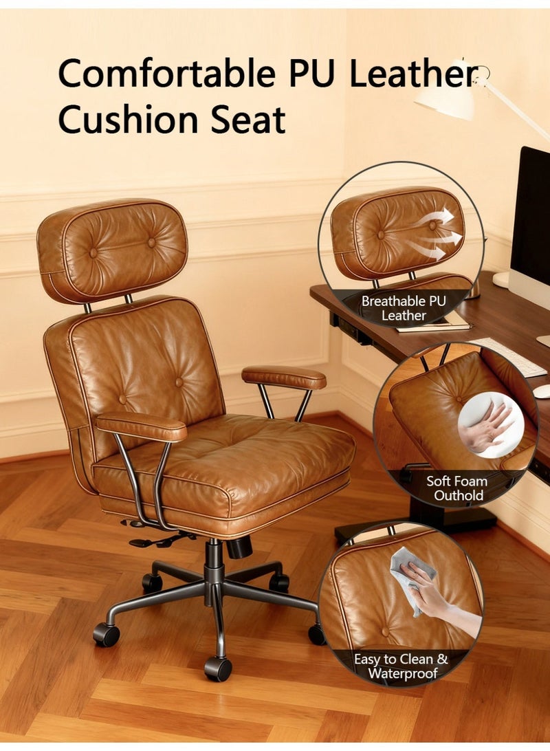 DGL Ergonomic Office Chair with Pu Leather，360° Wheels，Adjustable Height，Desk Chair with Recline，Comfortable Back Support - Image 1