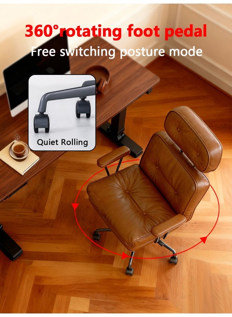DGL Ergonomic Office Chair with Pu Leather，360° Wheels，Adjustable Height，Desk Chair with Recline，Comfortable Back Support - Image 2