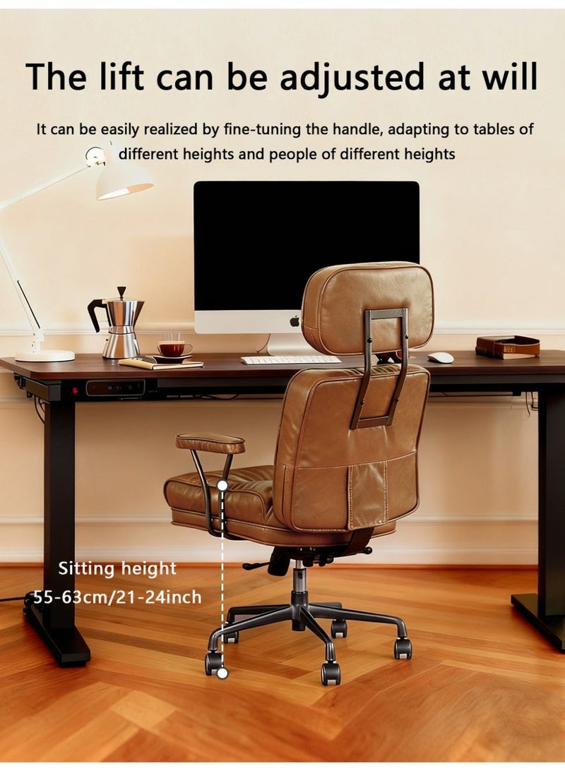 DGL Ergonomic Office Chair with Pu Leather，360° Wheels，Adjustable Height，Desk Chair with Recline，Comfortable Back Support - Image 4