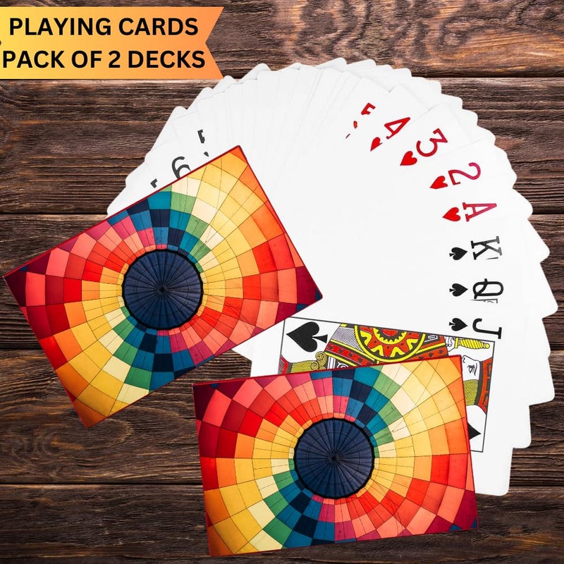 KARBD Playing Cards Deck Standard Bridge Size Plastic Laminated Coating Cards Traditional Rummy Game Playing Cards with Box for Kids & Adults - Aesthetic Multicolour, Pack of 2 - Image 2