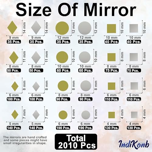 INDIKONB Mirror for Craft Work, Wall Mount Small Rectangular Mirror Glass Pieces for Lippan Art and Craft || Craft Mirrors Cm12 || Multicolor - Image 2