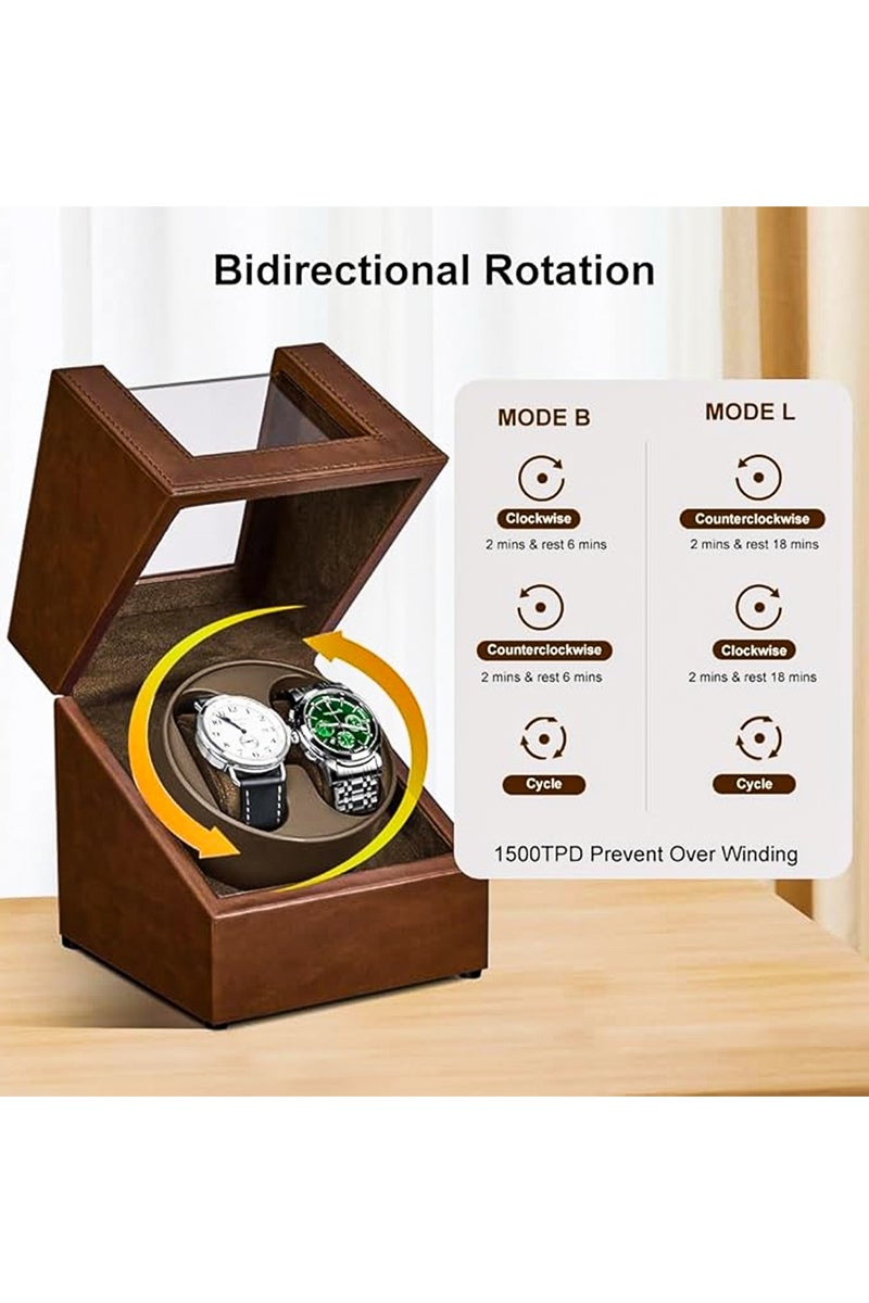 أوزيغالور صندوق لف الساعات الأوتوماتيكية، علبة لف الساعات الذاتية، صندوق مزدوج بمحرك ياباني هادئ - هدية مثالية لعيد الأب - Image 4