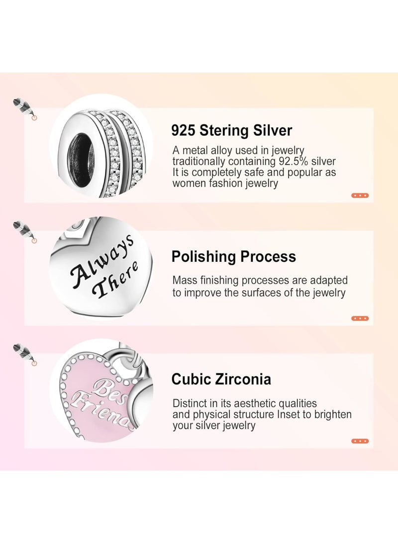 SOLARAE سحر فضة ستيرلنج 925، سحر خرز للأساور، سحر قلب للنساء والفتيات للأساور، سحر شجرة العائلة هدية مجوهرات للنساء والفتيات (من قلب إلى قلب) - Image 4