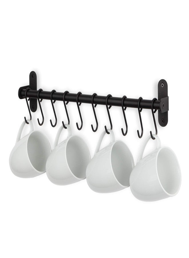 Wallniture Lyon Kitchen Rail with 10 Utensil Holder S Hooks for Hanging Kitchen Utensils Set and Cookware, 17" Frosty Black - Image 4