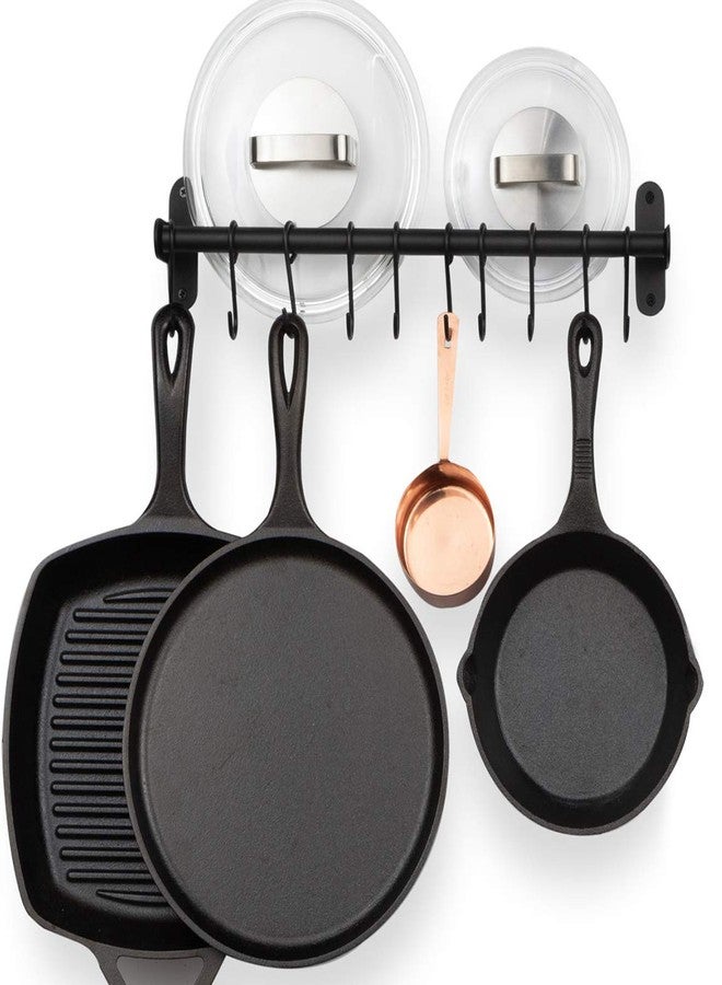 Wallniture Lyon Kitchen Rail with 10 Utensil Holder S Hooks for Hanging Kitchen Utensils Set and Cookware, 17" Frosty Black - Image 1
