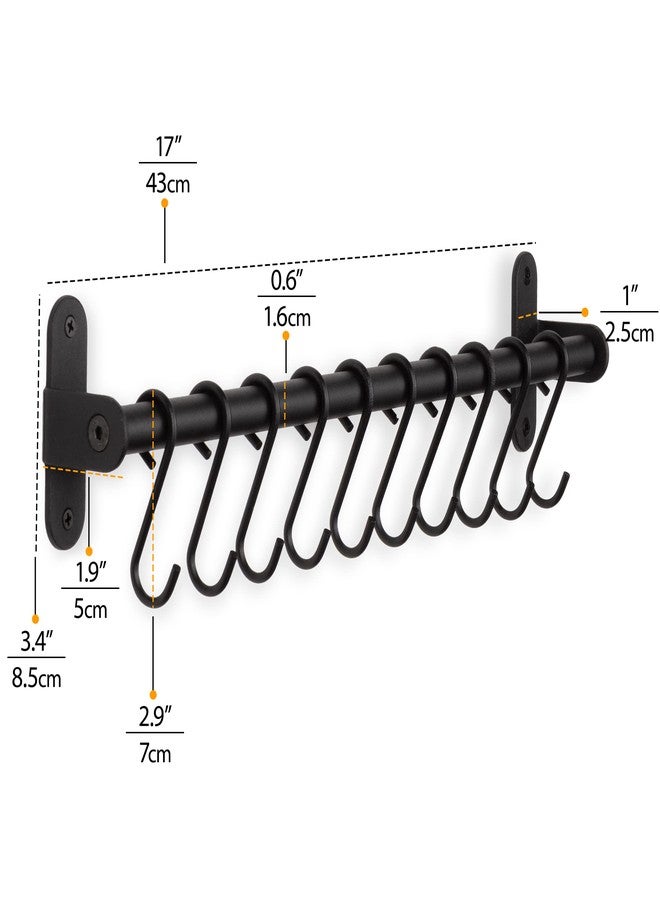 Wallniture Lyon Kitchen Rail with 10 Utensil Holder S Hooks for Hanging Kitchen Utensils Set and Cookware, 17" Frosty Black - Image 5