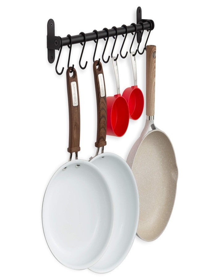 Wallniture Lyon Kitchen Rail with 10 Utensil Holder S Hooks for Hanging Kitchen Utensils Set and Cookware, 17" Frosty Black - Image 3