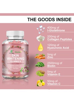 Daynee Skin Whitening Gummies ,Glutathione & Collagen & Biotin, Advanced Collagen Supplement Glutathione Collagen Fudge 60 Veggie Capsules  - Image 2