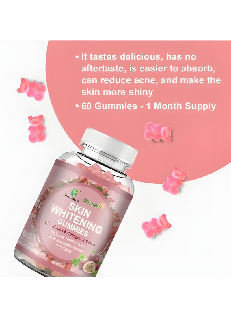 Daynee Skin Whitening Gummies ,Glutathione & Collagen & Biotin, Advanced Collagen Supplement Glutathione Collagen Fudge 60 Veggie Capsules  - Image 3