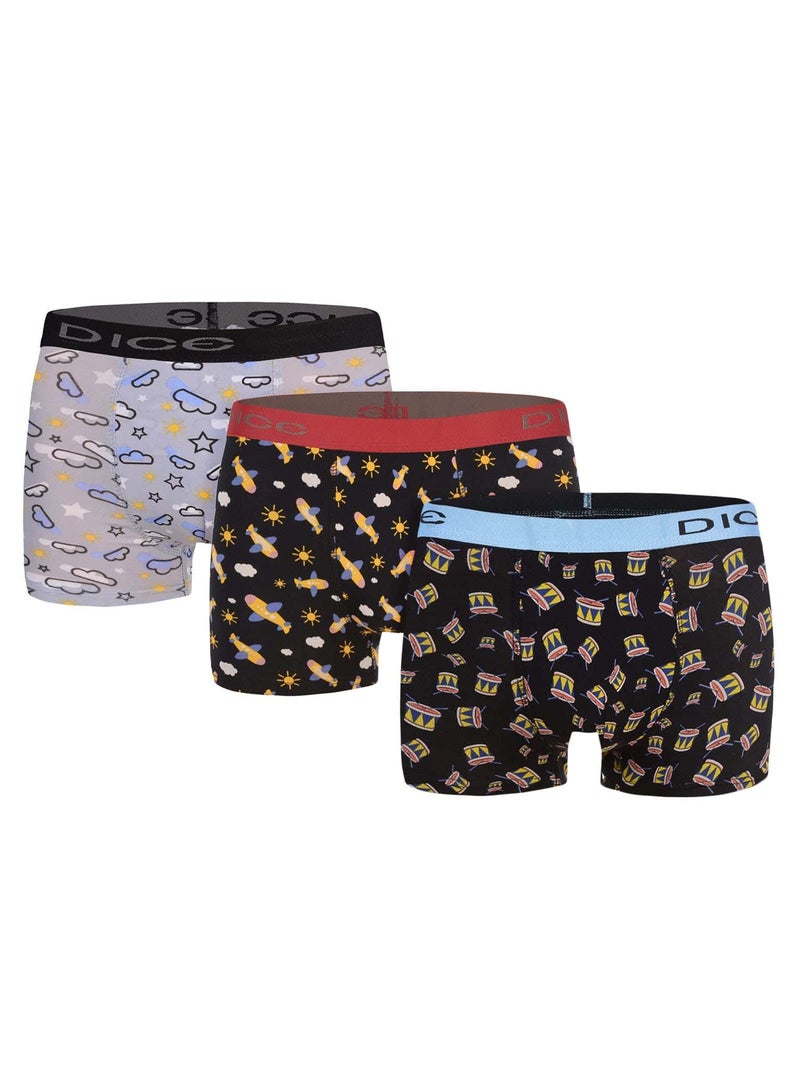 DICE Pack of 3 Printed Cotton Boxer for Boys  - Image 1