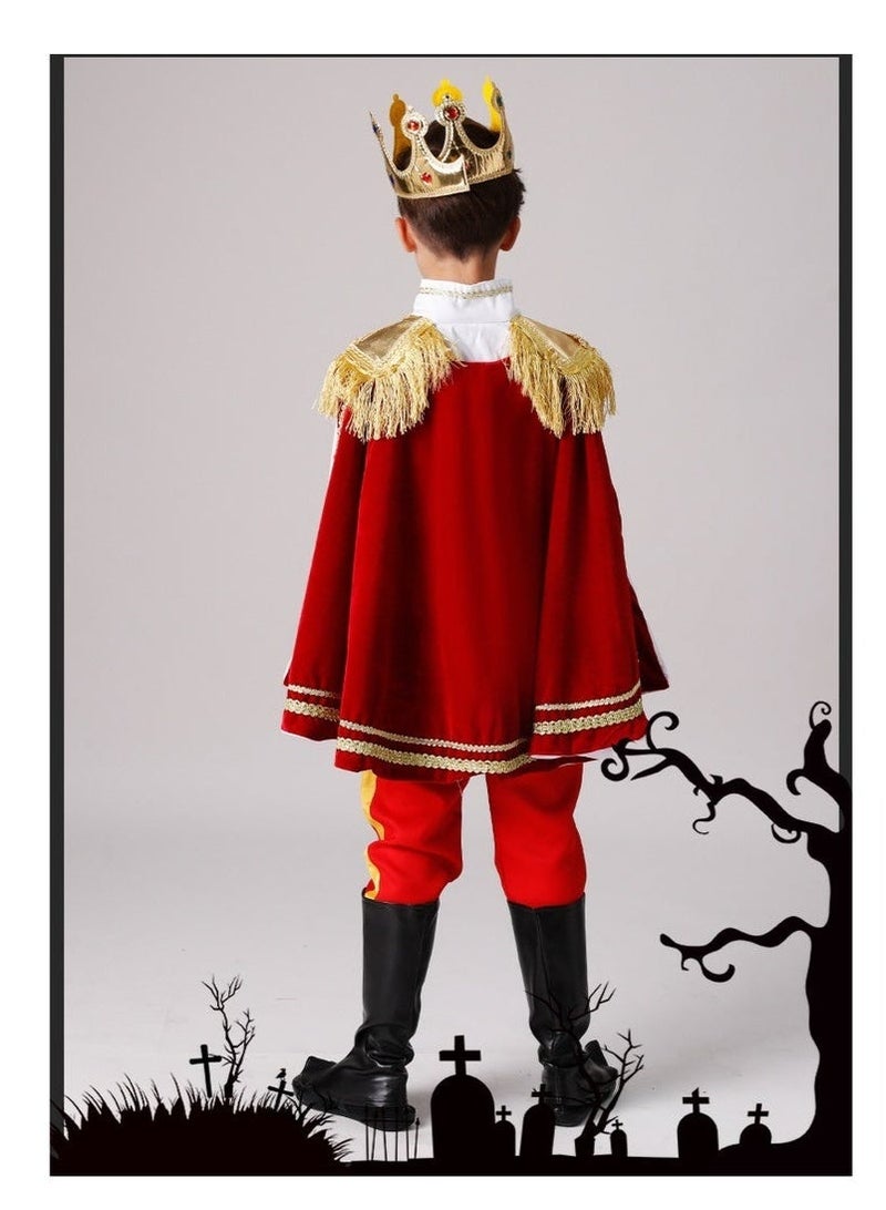 Bukela Prince Charming Cosplay Costume Set  with Crown and Cape for Toddler Kid Medieval Royal Prince Jacket Pants Crown Dress Up Party Outfit For Boys kids costumes - Image 1
