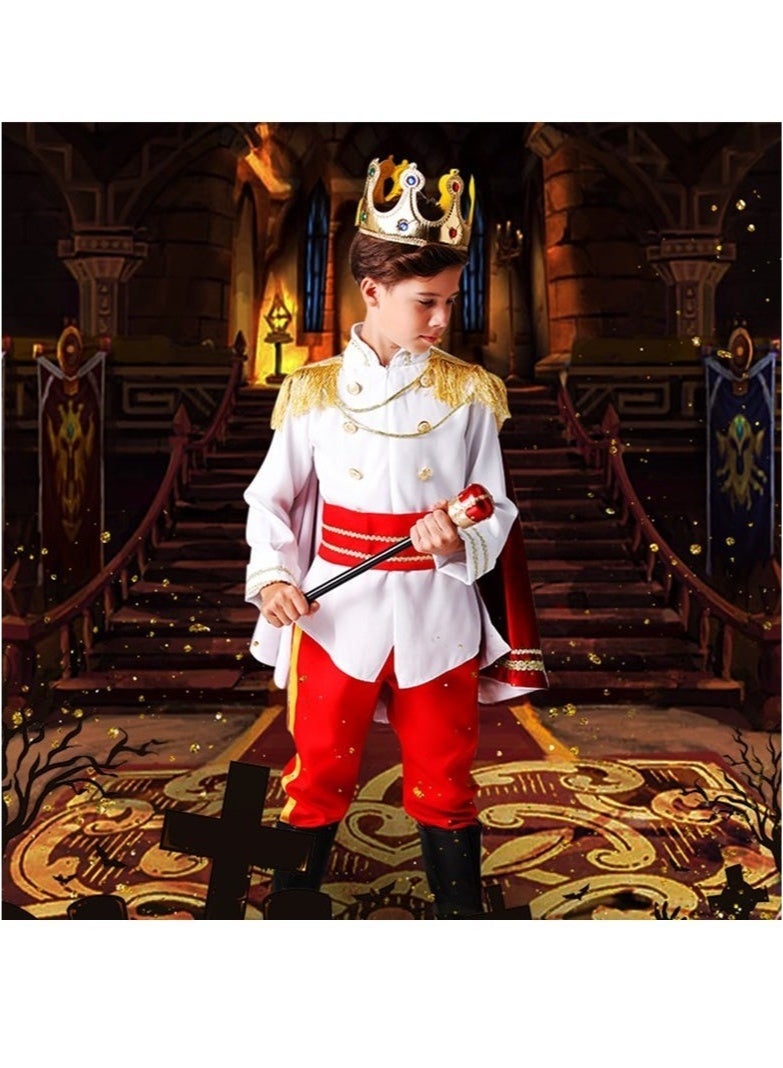 Bukela Prince Charming Cosplay Costume Set  with Crown and Cape for Toddler Kid Medieval Royal Prince Jacket Pants Crown Dress Up Party Outfit For Boys kids costumes - Image 2