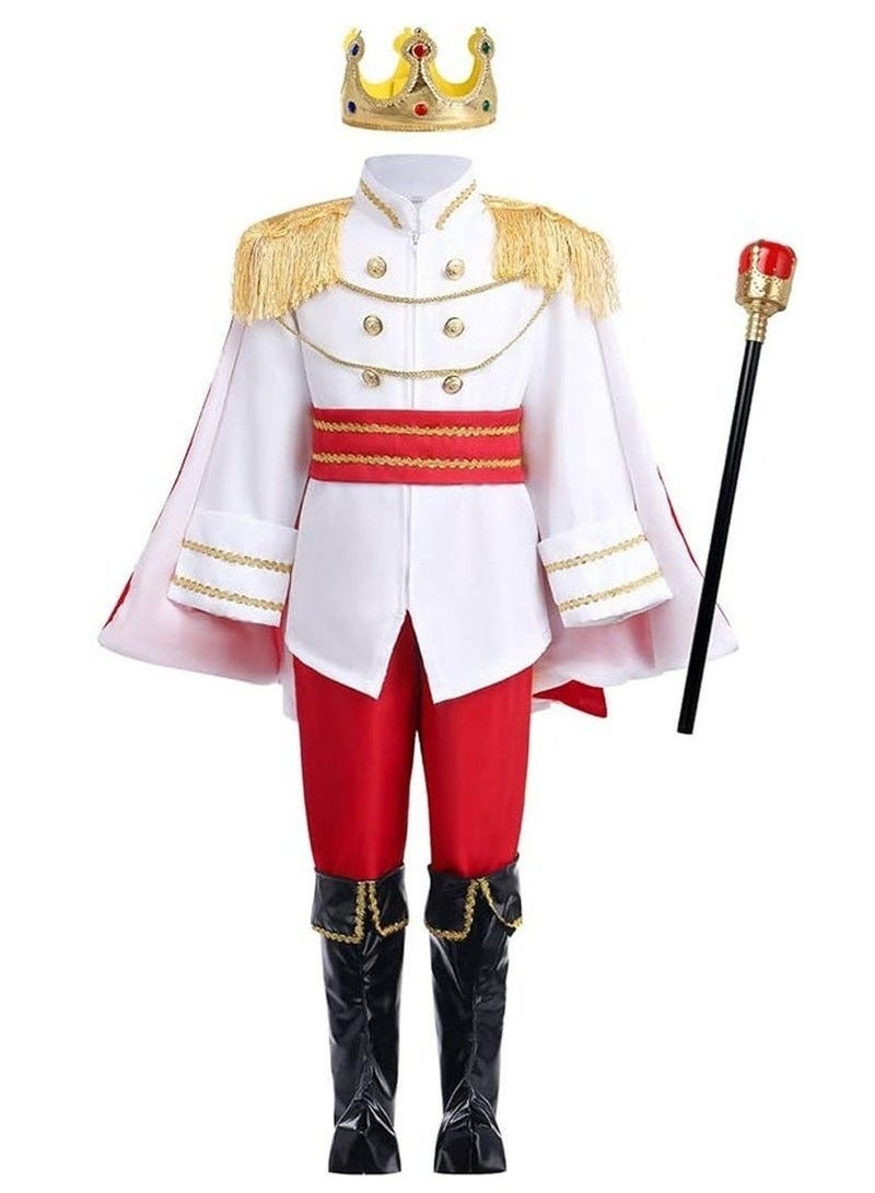 Bukela Prince Charming Cosplay Costume Set  with Crown and Cape for Toddler Kid Medieval Royal Prince Jacket Pants Crown Dress Up Party Outfit For Boys kids costumes - Image 3