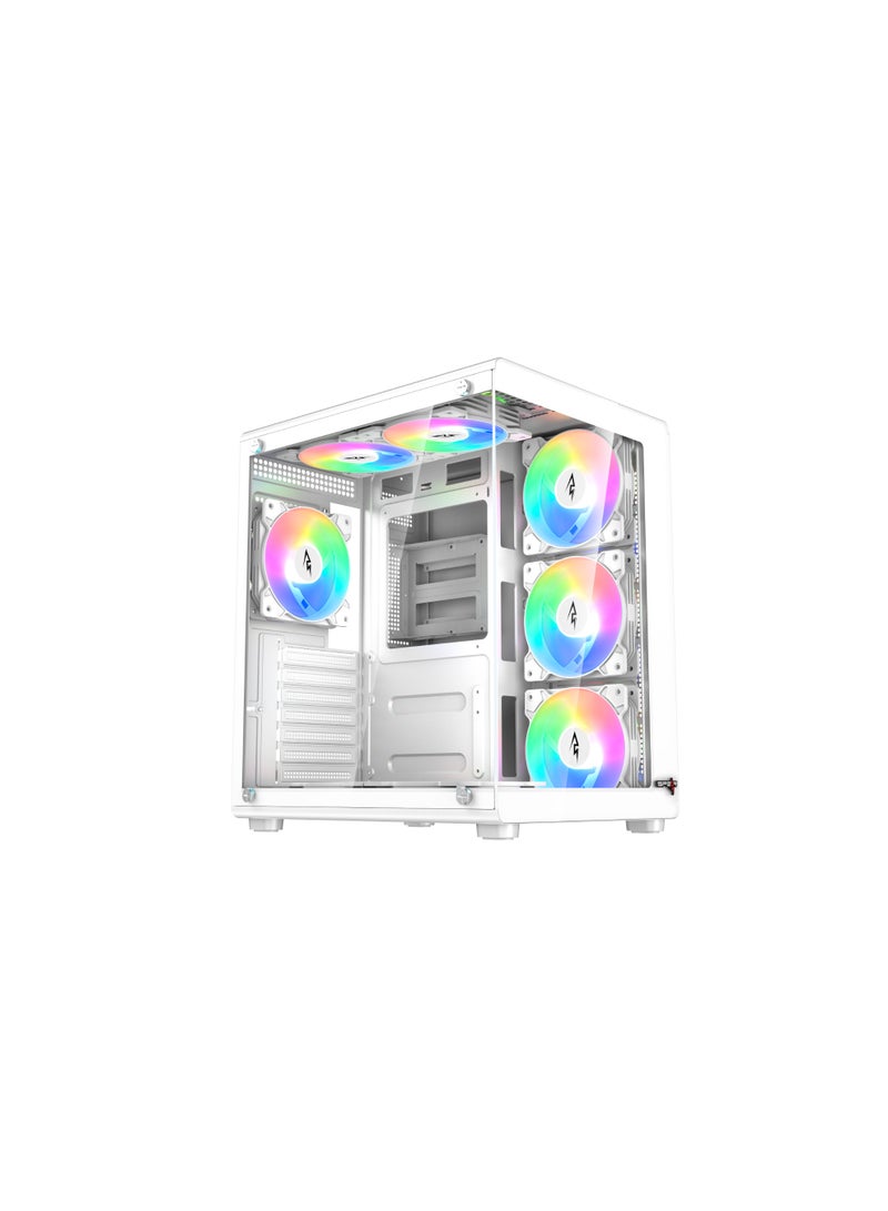 Spear Pc صندوق الألعاب Strike G210، 6 مراوح ARGB، زجاج، محور ARGB وجهاز تحكم عن بعد، ATX/ITX، USB 3.0، تبريد 240 مم - Image 1