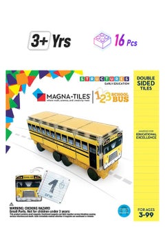 MAGNA-TILES 123 School Bus, 16 Pieces| Connect With Magnets, Double Sided Tiles, Kids Building Toys, For Ages 3+  - Image 1