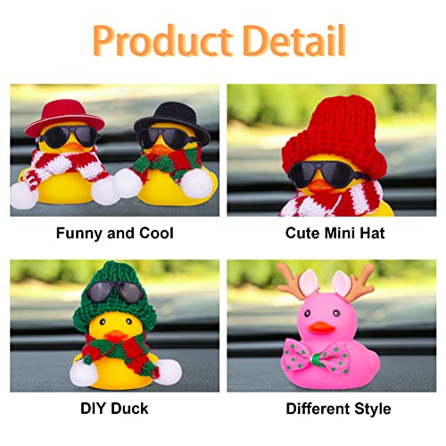 MuMyer Rubber Duck Car Ornaments 2Pack Winter Duck Car Dashboard Decorations for Christmas Decor and Home Decorations with Mini Hat Scarf and SunglassesA - Image 3