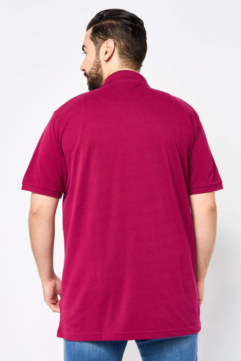 JOHN RICHMOND Men Regular Fit Short Sleeve Brand Logo Polo Shirt, Maroon - Image 2