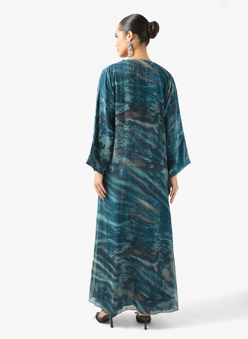 Khizana Printed Abaya & Sheila - Image 2