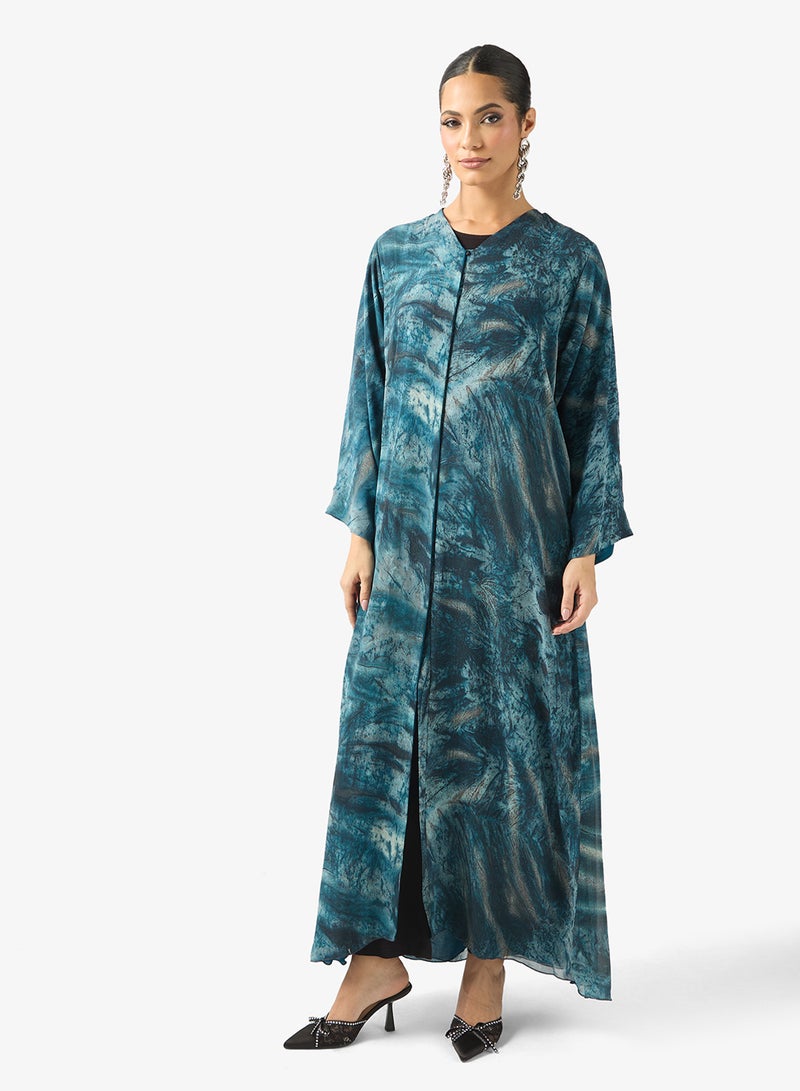 Khizana Printed Abaya & Sheila - Image 1