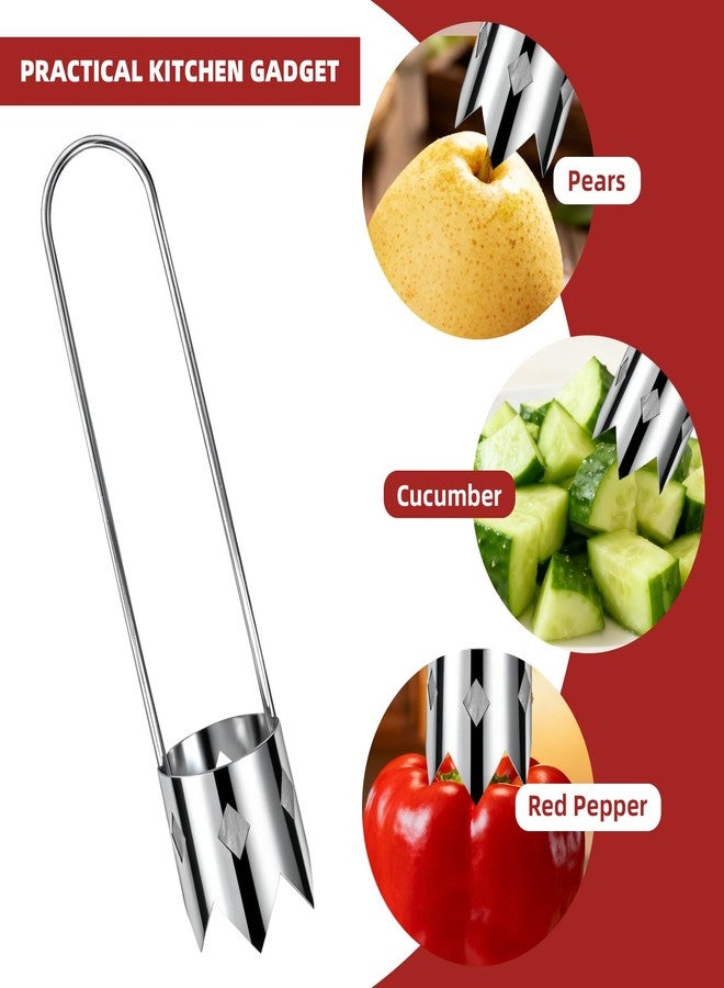 DLBEEM 2 Pcs Fruits and vegetables Corer, Stainless Steel Core Remover Tool, Easy Twist Fruits, Suitable for Apples, Pears, Pineapples, Bell Peppers, And Other Tequiring Coring Includes a Cleaning Brush - Image 4