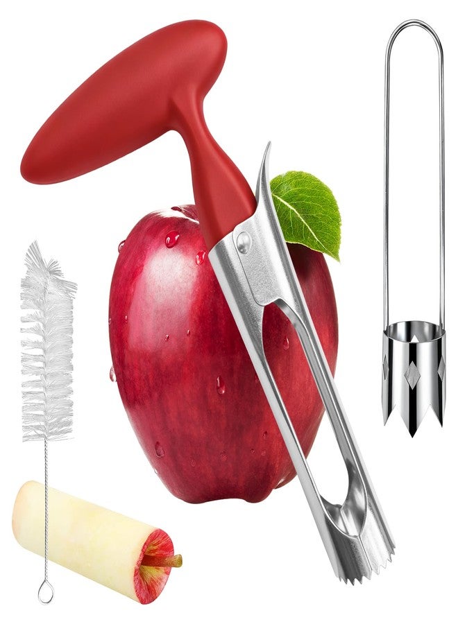 DLBEEM 2 Pcs Fruits and vegetables Corer, Stainless Steel Core Remover Tool, Easy Twist Fruits, Suitable for Apples, Pears, Pineapples, Bell Peppers, And Other Tequiring Coring Includes a Cleaning Brush - Image 1
