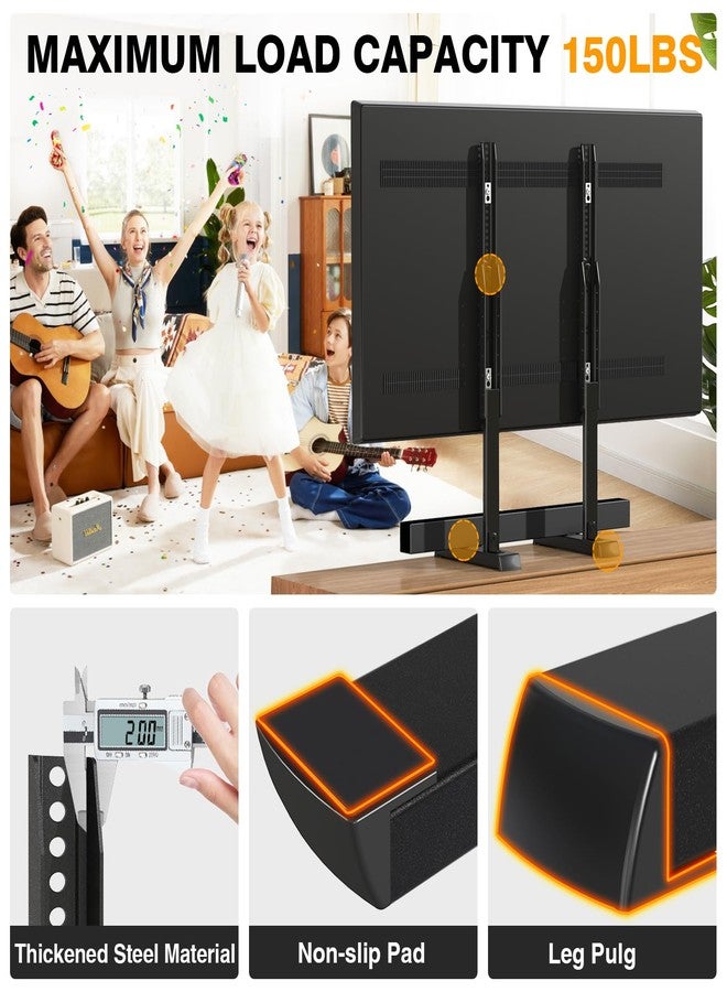 TVON Universal TV Legs, Table Top TV Stand Base with Height Adjustable for Most 37 to 86 90 Inch TVs, Holds up to 150lbs with Cable Management, Max VESA 800x600mm, Black (Black) - Image 3
