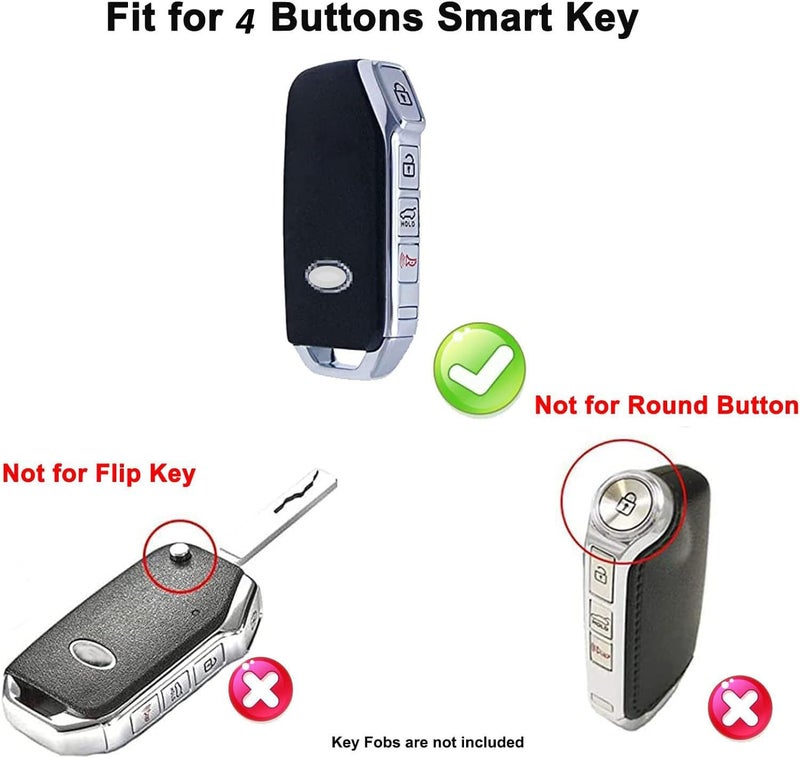 CONTACTS غطاء مفتاح السيارة متوافق مع كيا - سيلتوس، سونيت، كارينز، كارنفال، EV6 والمزيد | يناسب مفاتيح 3 و 4 أزرار - Image 2
