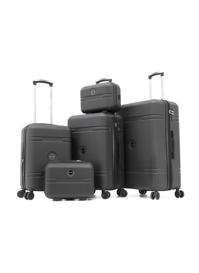GIORDANO Giordano Hardside Luggage Trolley Bag 5 Pieces set,Grey (BC-12&14,S-20,M-24,L-28 Inch)  - Image 1