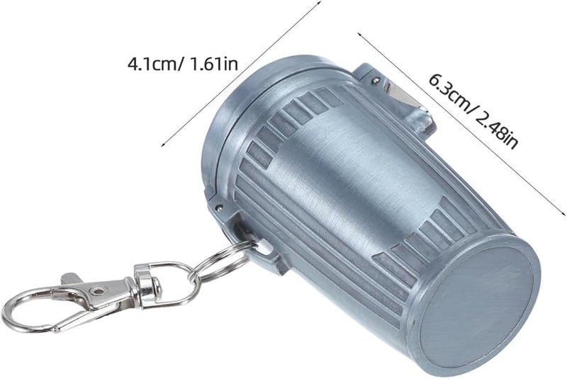 صينية سجائر محمولة فضية مقاومة للرياح مع غطاء وسلسلة مفاتيح لرحلات السيارات والنزهات الخارجية - Image 3