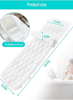 Bathtub Pillow, Bath Pillow, SPA Bath tub Pillow mat for Headrest, Neck Shoulder Support, 4D Air Mesh Breathable Bath Pillow for Women & Men, with 6 Powerful Suction Cups (White) (White)