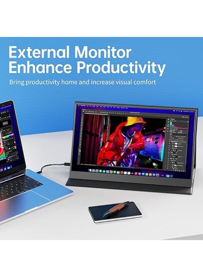 15.6" Portable Travel Monitor – FHD 1080P Frameless USB-C Display with FreeSync, Speakers, HDMI & Type-C, VESA Mountable for Laptop, PC, Mac, Surface, PS4/5, Xbox - Image 5