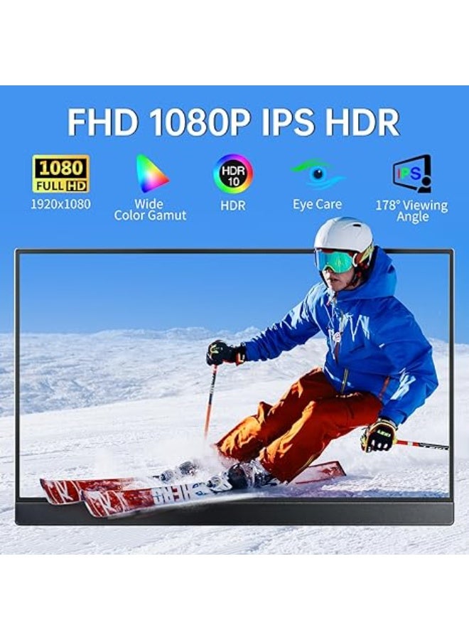 15.6" Portable Travel Monitor – FHD 1080P Frameless USB-C Display with FreeSync, Speakers, HDMI & Type-C, VESA Mountable for Laptop, PC, Mac, Surface, PS4/5, Xbox - Image 4