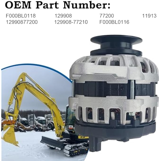 sen SHOW F000BL0118 Alternator 80A Compatible with 2008 YANMAR TT-4 TT-5 TT-6 TT-7 TT-8 4TNV98 DIESEL 12V Replacement 129908-77200 - Image 3