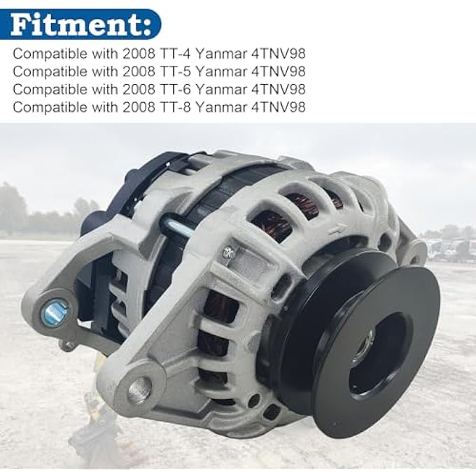 sen SHOW F000BL0118 Alternator 80A Compatible with 2008 YANMAR TT-4 TT-5 TT-6 TT-7 TT-8 4TNV98 DIESEL 12V Replacement 129908-77200 - Image 2