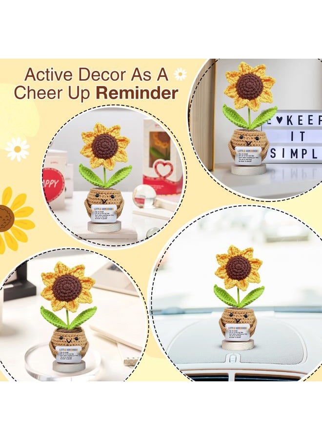 Gossby Handmade Positive Sunflower Crochet with Message - Little Reminder You are Enough - Inspirational Gift for Women - Positive Energy, Apreciation, Farewell, Retirement, Goodbye Gift for Coworker - Image 4