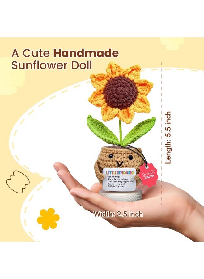 Gossby Handmade Positive Sunflower Crochet with Message - Little Reminder You are Enough - Inspirational Gift for Women - Positive Energy, Apreciation, Farewell, Retirement, Goodbye Gift for Coworker - Image 2