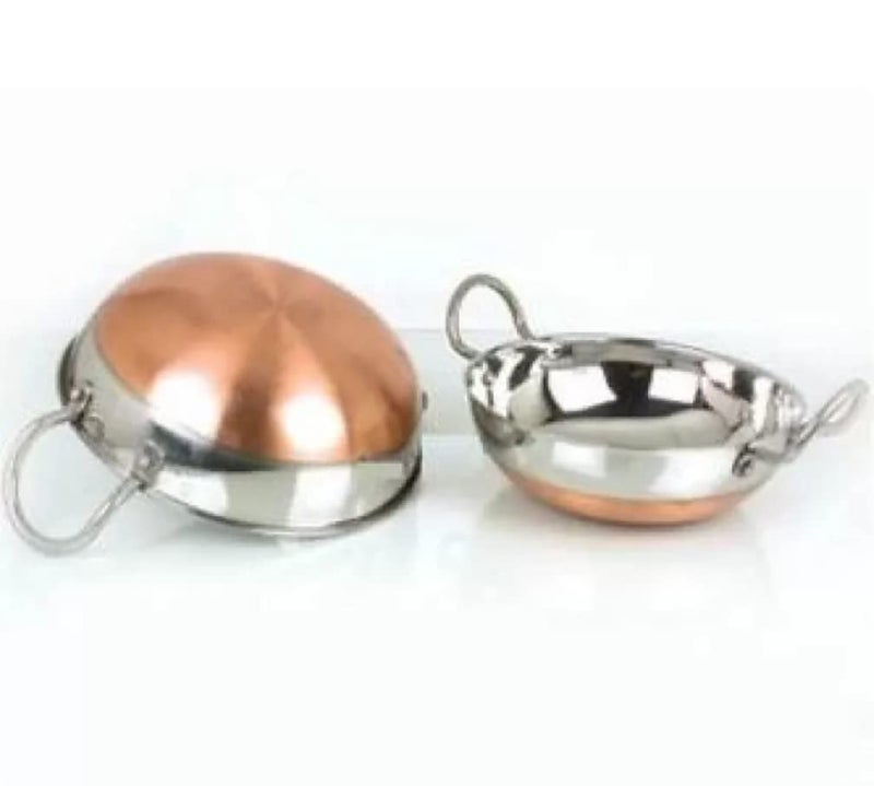 RSPTJM RJ kitchenware Store Copper Bottom Stainless Steel Copper Bottom Kadhai 4 Liter with Copper Bottom Pot Pans for Frying Pack of 1 (4 Liter Copper Bottom Steel kadai) - Image 4