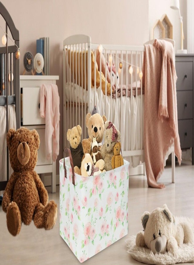 Essme Rectangular Rose Basket,Pink Storage Box, Flower Storage Bins Organizer with Handles for Girls Room Decor, Girl Basket,Shelf Basket.(Rose) . - Image 5