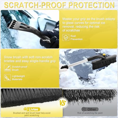 LivTee 32 Extendable Ice Scraper Snow Brush for Car Windshield 360 Rotating Snow Removal Tool for Cars Trucks SUVs Automotive Winter Essentials Car Accessories for Men Yellow - Image 3