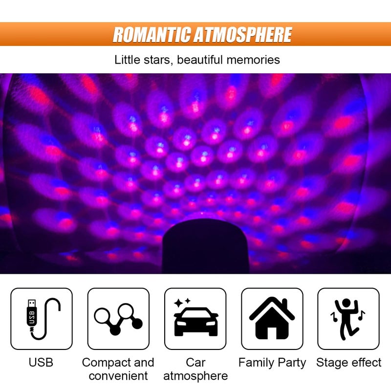 smilfuy Star Projector Night Light, Portable USB LED Ambient Light - 4 Colors & 9 Modes Atmosphere Star Lights for Car Decor, Ceiling, Bedroom, Party (2PCS) - Image 4