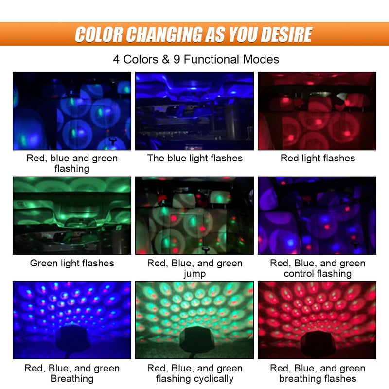 smilfuy Star Projector Night Light, Portable USB LED Ambient Light - 4 Colors & 9 Modes Atmosphere Star Lights for Car Decor, Ceiling, Bedroom, Party (2PCS) - Image 5