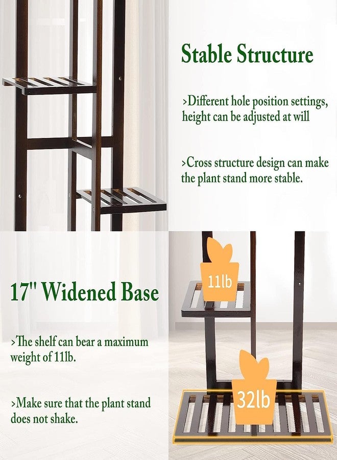 DolceLuna Plant Stands for Indoor Multiple, 6 Tier 7 Potted Plant Shelf, 47 Inch Tall Corner Plant Holder for Living Room, Bamboo Plant Display Rack Adjustable for House Balcony - Image 5