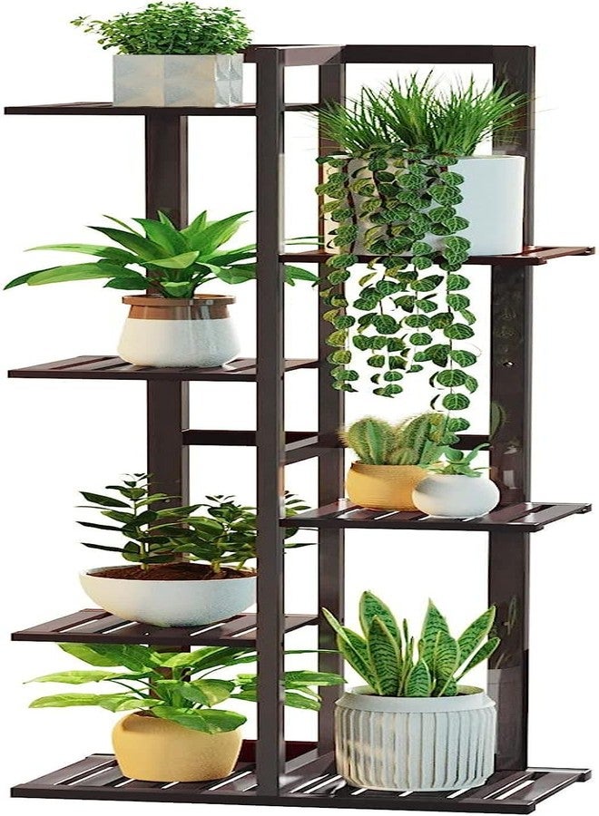 DolceLuna Plant Stands for Indoor Multiple, 6 Tier 7 Potted Plant Shelf, 47 Inch Tall Corner Plant Holder for Living Room, Bamboo Plant Display Rack Adjustable for House Balcony - Image 1