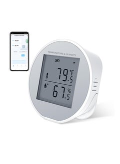 WiFi Thermometer Hygrometer Sensor, with App Alerts Tuya Smart Indoor Temperature and Humidity Monitor, for Home Pet Garage with Digital Compatible with Alexa Home Automation, Electronic Ink Display