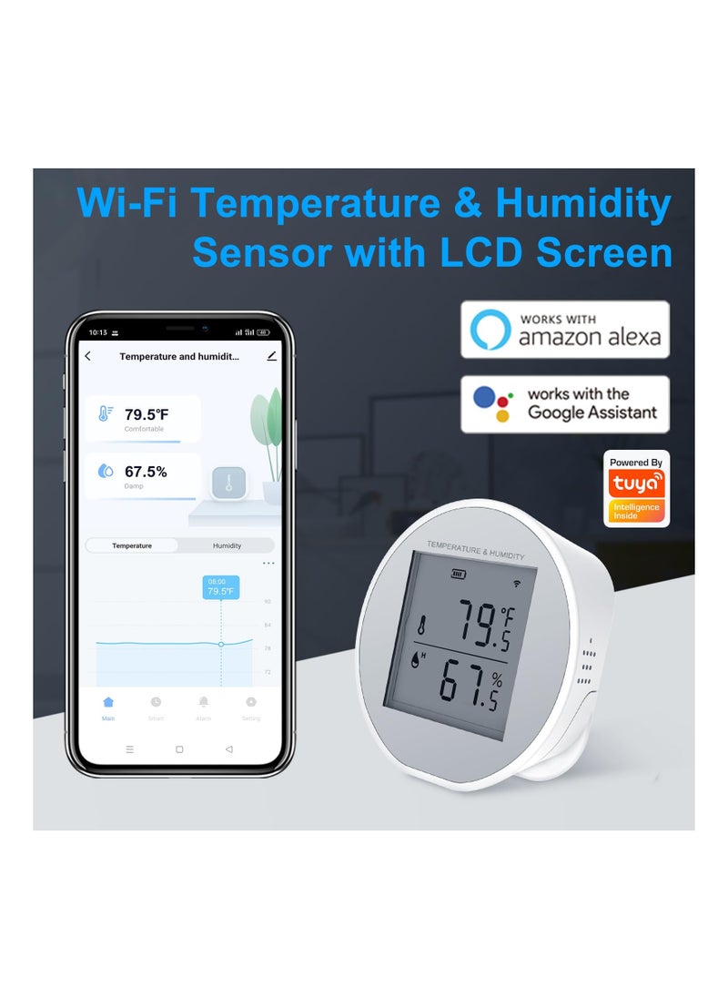 SYOSI - WiFi Thermometer Hygrometer Sensor, with App Alerts Tuya Smart Indoor Temperature and Humidity Monitor, for Home Pet Garage with Digital Compatible with Alexa Home Automation, Electronic Ink Display - Image 1