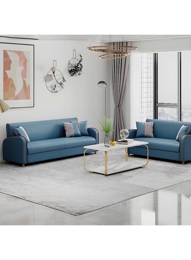 Comfynest Comfynest Stain Resistant Tech Cloth Danish Design Wooden Frame Sofa With Square Arm And Shallow Seat 200X65X73 Cm Beige  - Image 4