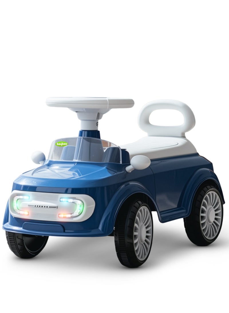 BAYBEE Mini Ride on Car for Kids with Music, Light & Parental Handle | Toddler Push Car Ride on Toys Car for Kids | Suitable for Babies to 1 to 3 Years Boys Girls Blue - Image 1