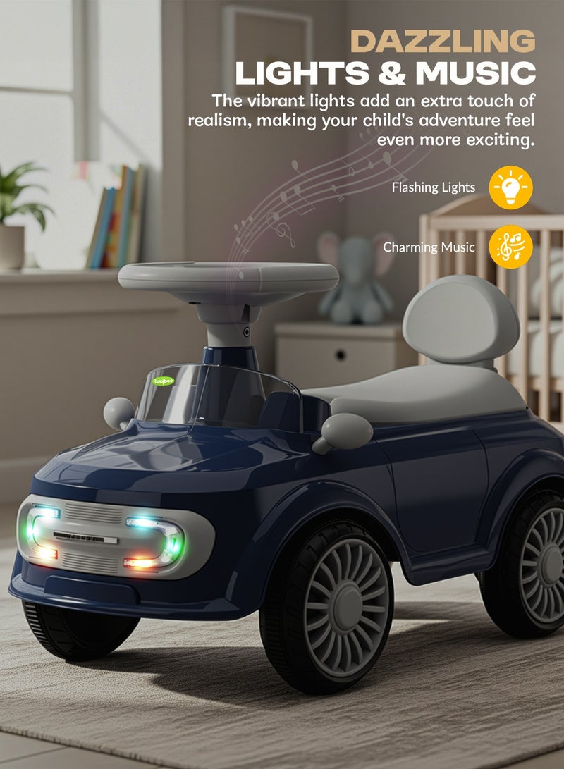 BAYBEE Mini Ride on Car for Kids with Music, Light & Parental Handle | Toddler Push Car Ride on Toys Car for Kids | Suitable for Babies to 1 to 3 Years Boys Girls Blue - Image 3