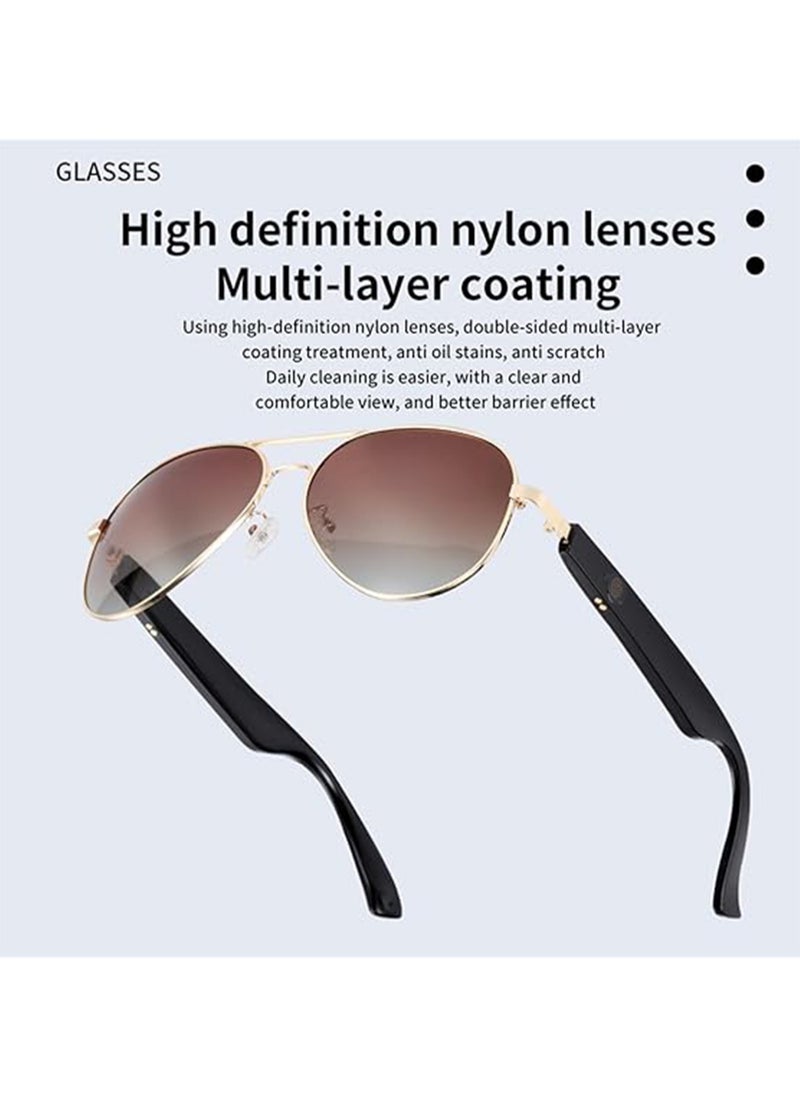 Generic MZ01 Smart Bluetooth Glasses, Sunglasses for Listening to Music and Talking, with UV Protection, Fast Charging, Polarized Lenses, Suitable for Driving (Brown)  - Image 4
